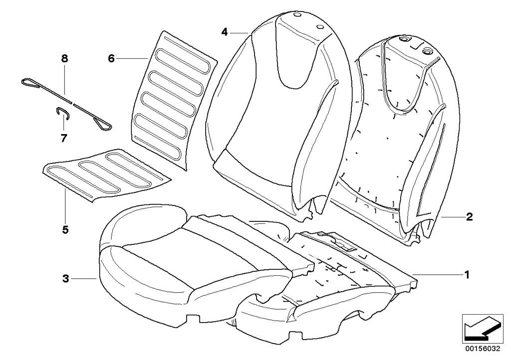 MINI R56 LCI/Coupe/Cooper S/USA/Seats/Upholstery Parts For Front Seat